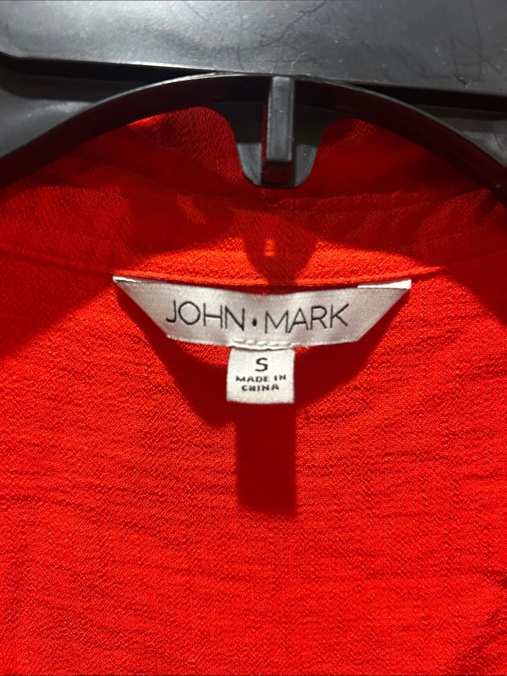 John Mark small bright  Red Short-Sleeve Button Front Blouse